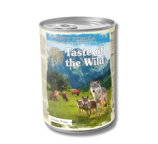 טייסט אוף דה וויילד נתחי בקר ברוטב – מזון רטוב מלא ללא דגנים לגורי כלבים